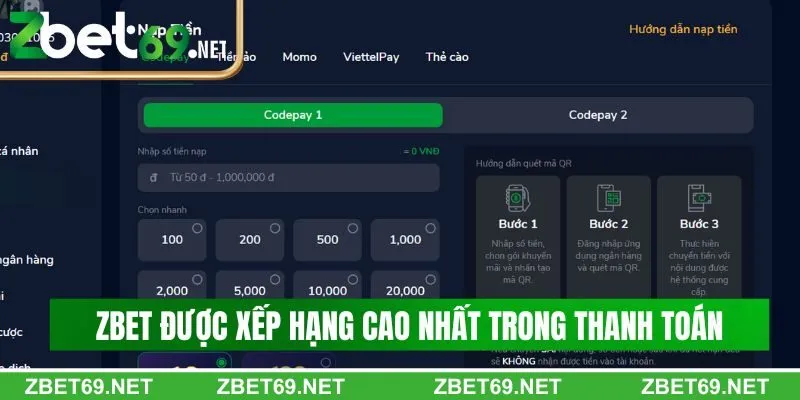 Điểm mạnh Zbet được xếp hạng cao nhất trong thanh toán Điểm mạnh Zbet được xếp hạng cao nhất trong thanh toán